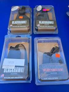 lot 20 image: Lot of 4 Blackhawk Holsters.  Misc Sizes & Fits
