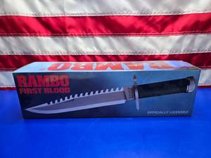 lot 159 image: Rambo First Blood Officially Licensed Knife w Leather Sheath