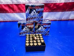 lot 185 image: Hornady American Gunner 380 Auto 90gr XTP Hollow Point Ammo.  25 Rounds Per Box.  QUANTITY 3 BOXES.  BID IS TIMES THE QUANTITY