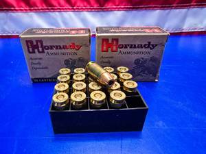 lot 186 image: Hornady Custom .45 Auto P 230gr XTP Hollow Point Ammo.  20 Rounds Per Box.  QUANTITY 2 BOXES.  BID IS TIMES THE QUANTITY