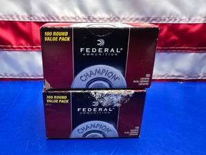 lot 233 image: Federal 9mm 115gr FMJ Ammo.  100 Rounds Per Box.  QUANTITY 2 BOXES.  BID IS TIMES THE QUANTITY