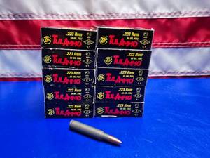 lot 245 image: Tul Ammo .223 REM 55gr FMJ Ammo.  20 Rounds Per Box.  QUANTITY 10 BOXES.  BID IS TIMES THE QUANTITY