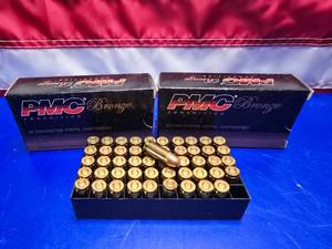 lot 279 image: PMC Bronze 9mm 115gr FMJ Ammo.  50 Rounds Per Box.  QUANTITY 2 BOXES.  BID IS TIMES THE QUANTITY