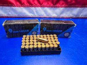 lot 284 image: Dynamit Nobel 9mm 124gr Ammo.  50 Rounds Per Box.  QUANTITY 2 BOXES.  BID IS TIMES THE QUANTITY