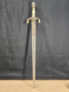 lot 68 image: Vintage RJ Bermejo Sword w Bone Handle.  Etched Design and Numbered.