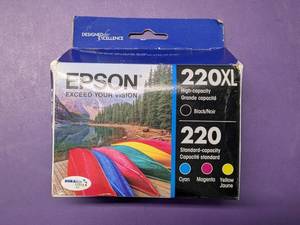 lot 19 image: EPSON 220XL Ink Cartridge (Black, Cyan, Magenta, Yellow) - NEW