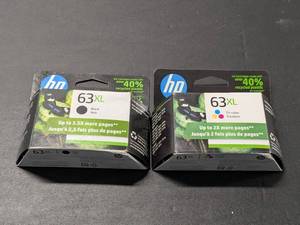 lot 105 image: Lot of 2 - HP 63XL Black & 63XL Tri-Color - NEW