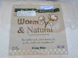 lot 78 image: bag of warm and natural needled cotton batting (NEW BAG)