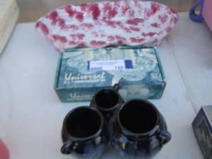 lot 155 image: pink oval platter- candle holders