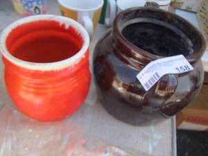 lot 158 image: orange and brown planters