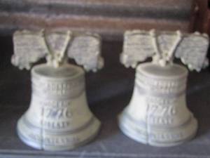 lot 166 image: 1776 Liberty bell book ends   QTY 2