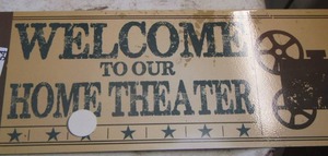 lot 54 image: welcome to our home theater wall sign metal 616