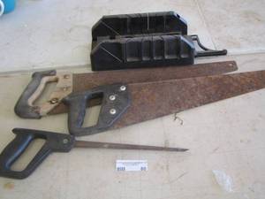 lot 80 image: hand saws and stand