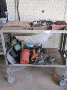 lot 153 image: Rolling shop table full of goodies