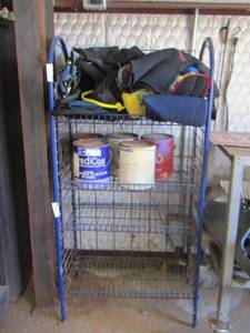 lot 156 image: blue 3 slot shop cart great for storage