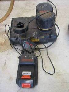 lot 163 image: DeWalt and black and decker chargers and batteries