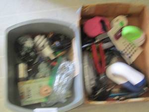 lot 182 image: misc. tubs full of odds and ends