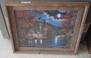 lot 195 image: ART - LANDSCAPE  CABIN, LAKE W FULL MOON