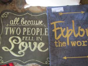 lot 207 image: wall art- pillow that says I love you to the moon and back