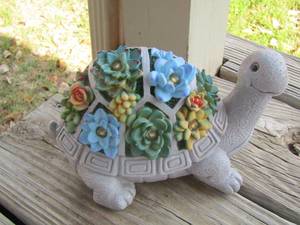 lot 222 image: turtle with flowers on back outdoor dcor