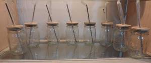 lot 110 image: Lot of 8 Pepsi Mason jar cups with straws