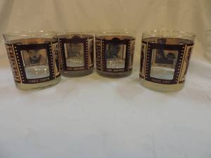 lot 169 image: 4 VTG Houze Art Roaring Twenties Hollywood Film Star Tumblers Glasses Barware