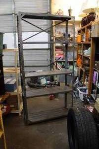 lot 186 image: Tall metal shelf approximately 6 foot tall