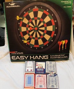 lot 272 image: Dart boards and playing cards