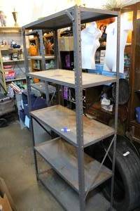 lot 378 image: Metal shelf about 6 ft tall