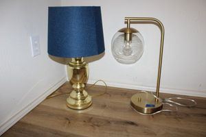 lot 18 image: Brass based table lamps