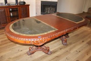 lot 71 image: HEAVY  dining table with marble inlays