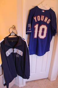 lot 4 image: Texas Rangers Young jersey and Dallas Cowboys jacket