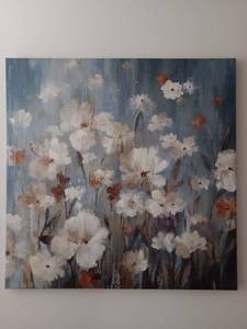 lot 15 image: Stretched Canvas art with flowers - 40x40x1.25