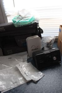 lot 69 image: ResMed Sleep Apnea Machine with Replacement Parts, Including Filters, mask and Tubing