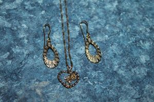 lot 8 image: Vintage 14KT Gold Filled  Earrings and Necklace with Pendant