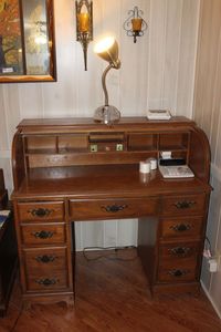 lot 245 image: Vintage Roll Top Desk