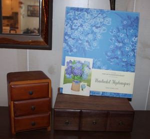 lot 248 image: Wooden Drawer Sets and Paper Floral Bouquet