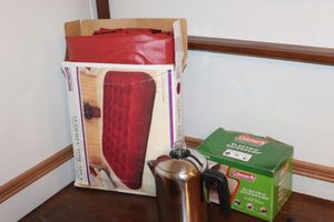 lot 319 image: Blow up Mattress and Coffee Pot