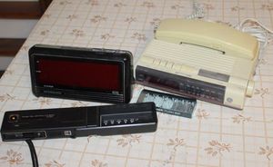 lot 324 image: Alarm Clock and Vintage Camera and Telephone