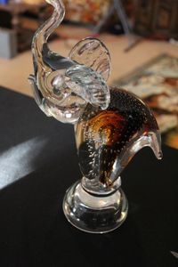lot 122 image: Murano Amber and Clear Italian Art Glass Elephant Sculpture