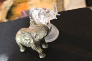 lot 123 image: Pair of Elephants, Brass and Glass