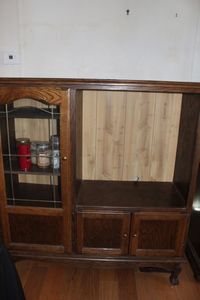 lot 125 image: Wood Television Cabinet with new back piece (Contents not included