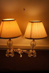 lot 215 image: Pair of Crystal Style Lamps and Shades
