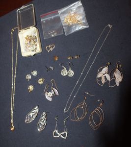 lot 17 image: Ladies Fashion Jewelry and findings, and Quantity of earring Backs and hooks
