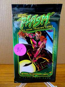 lot 31 image: Vintage Unopened Blister Pack Plasm Trading Cards Zero Issue Shooter Cover $$