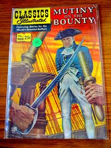 lot 38 image: $$ VINTAGE 1952 Classics Illustrated Mutiny on the Bounty #97 GD CI Books Nordhoff Hall