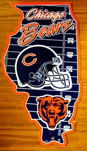 lot 57 image: Chicago Bears - Illinois Shaped Sign NFL Football Orange background RICO 17 (NEW)
