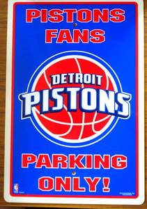 lot 60 image: DETROIT PISTONS NBA Old School Classic Logo - LARGE 18x12 - Fans Parking Only Sign $$