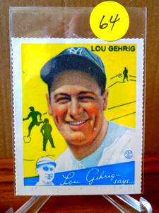 lot 64 image: REPRODUCTION - LOU GEHRIG BIG LEAGUE CHEWING GUM (GOUDEY) CARD #37 (1934 SERIES)