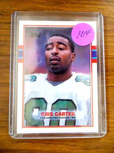 lot 104 image: 1989 Topps Chris Carter #121 Rookie EaglesVikings HOF